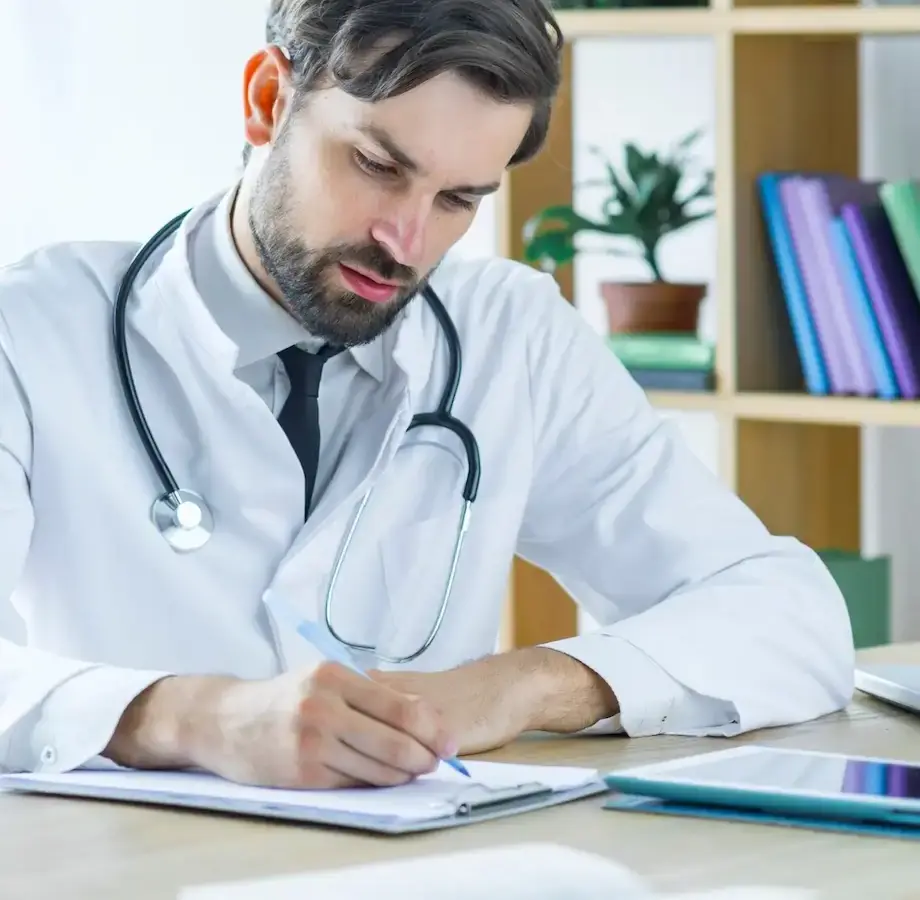 Médico assinando o contrato social na abertura de empresa médica